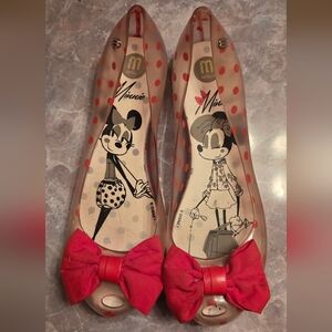 Melissa Clear Polka Dot Minnie Flats with Red Bows